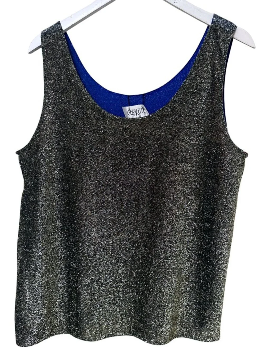 Cervelle Vintage Reversible Tank Top Large Metallic 4-Colors Harlequin Sparkle